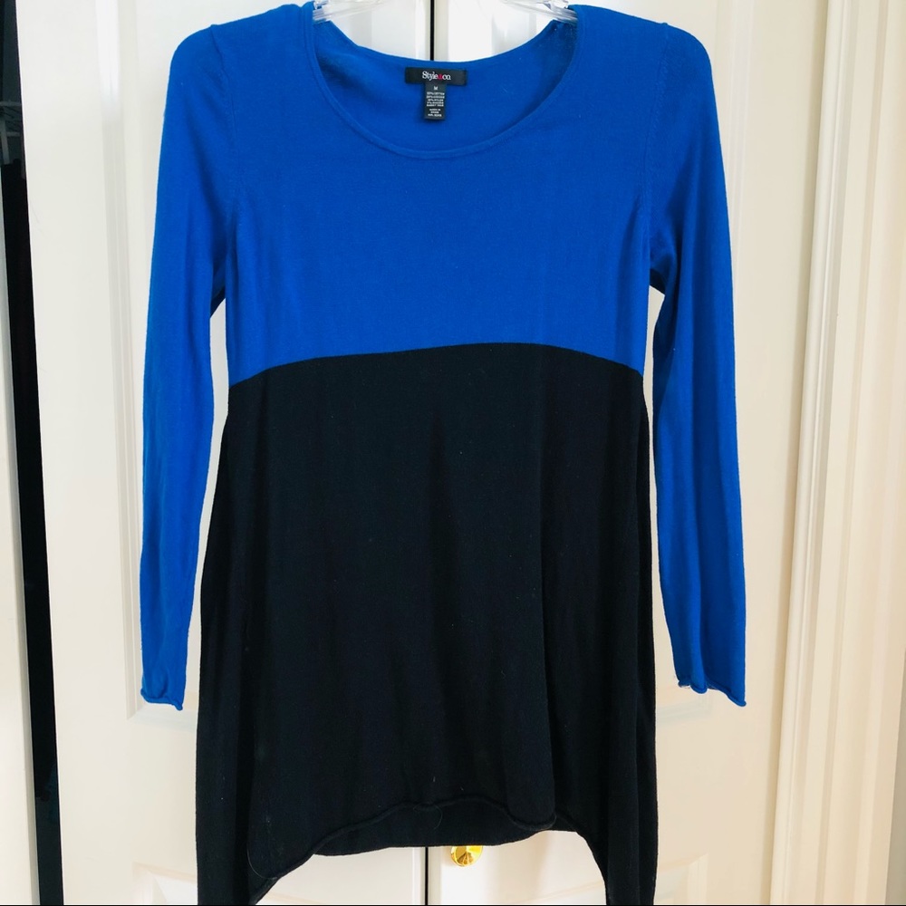 Style & Co Sweater Dress Blue Tunic Top Sweater Dress Jewel Tone Dress
